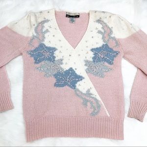 Vintage Pink Holiday Christmas Sweater
